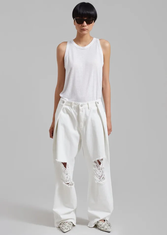 Women Mercer Ripped Jeans 8211 White The Frankie Shop Bottoms