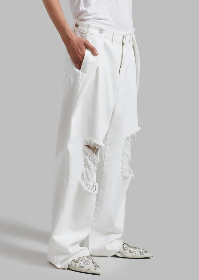 Women Mercer Ripped Jeans 8211 White The Frankie Shop Bottoms