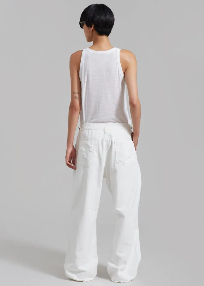 Women Mercer Ripped Jeans 8211 White The Frankie Shop Bottoms