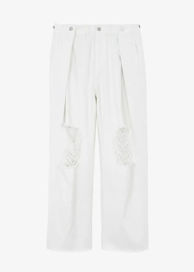 Women Mercer Ripped Jeans 8211 White The Frankie Shop Bottoms