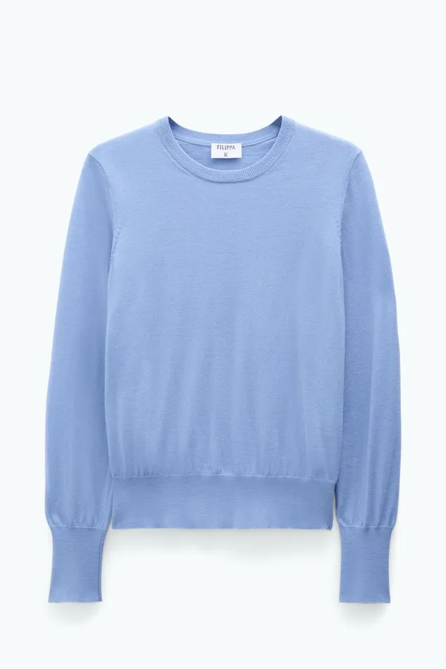 Women Merino RNeck Sweater Sky Blue Filippa K Knitwear
