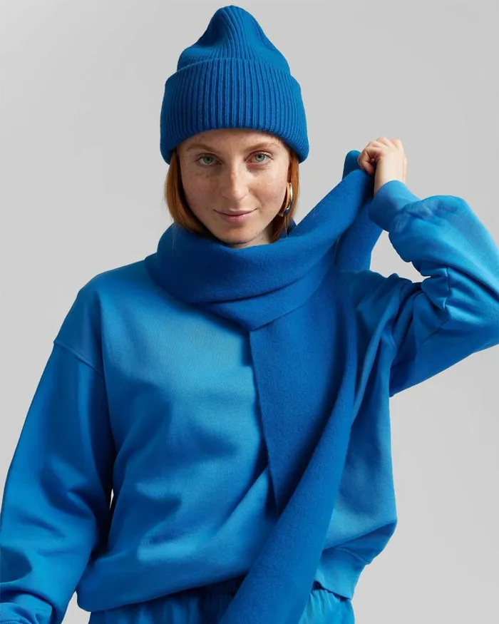 Women Merino Wool Scarf Pacific Blue Colorful Standard Scarves
