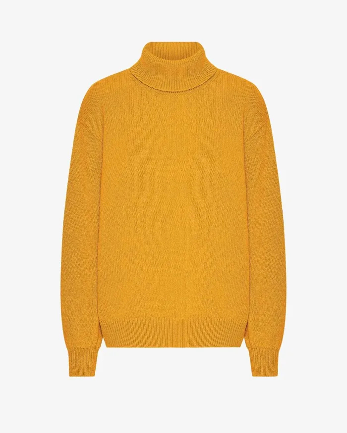 Women Merino Wool Turtleneck Burned Yellow Colorful Standard Knit Sweaters
