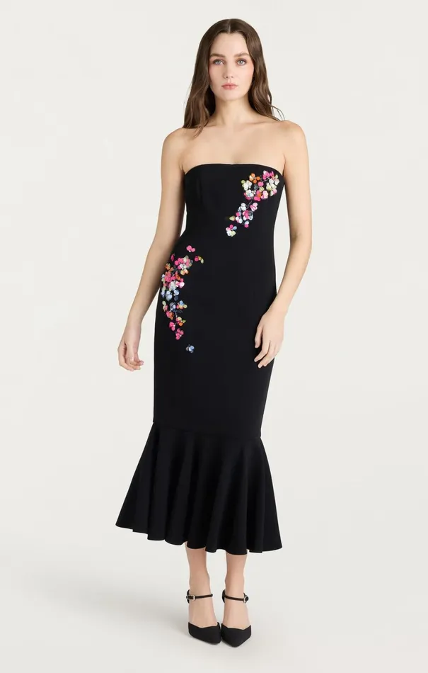 Women Midi Cinq Sept Paillette Vines Juniper Dress Blackmulti