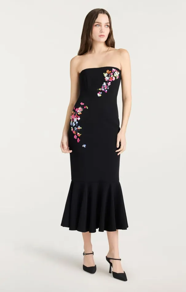 Women Midi Cinq Sept Paillette Vines Juniper Dress Blackmulti