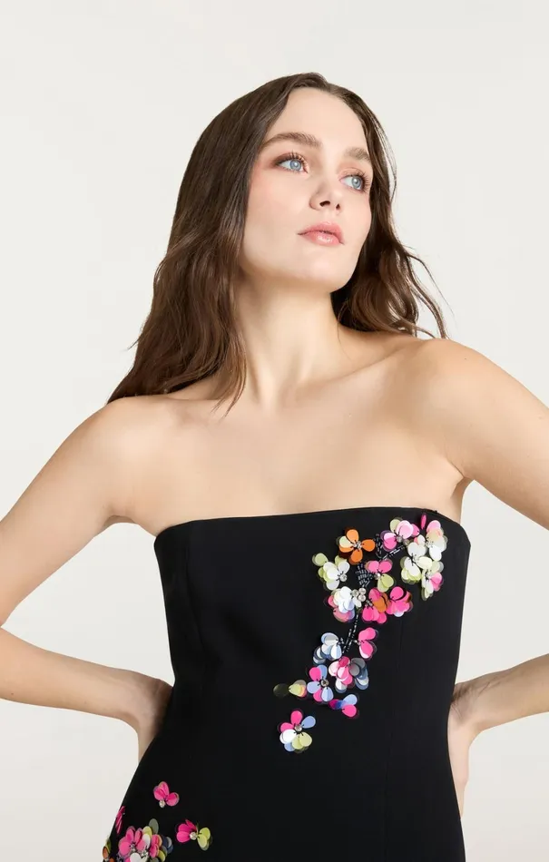 Women Midi Cinq Sept Paillette Vines Juniper Dress Blackmulti