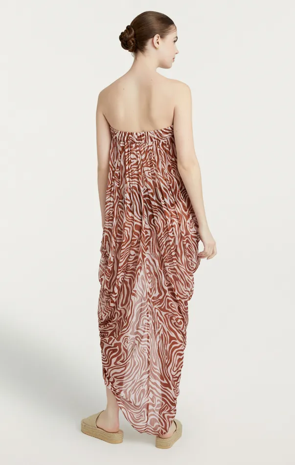 Women Midi Cinq Sept Woodblock Zebra Libbie Coverup Sequoiaivory