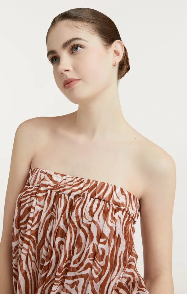 Women Midi Cinq Sept Woodblock Zebra Libbie Coverup Sequoiaivory