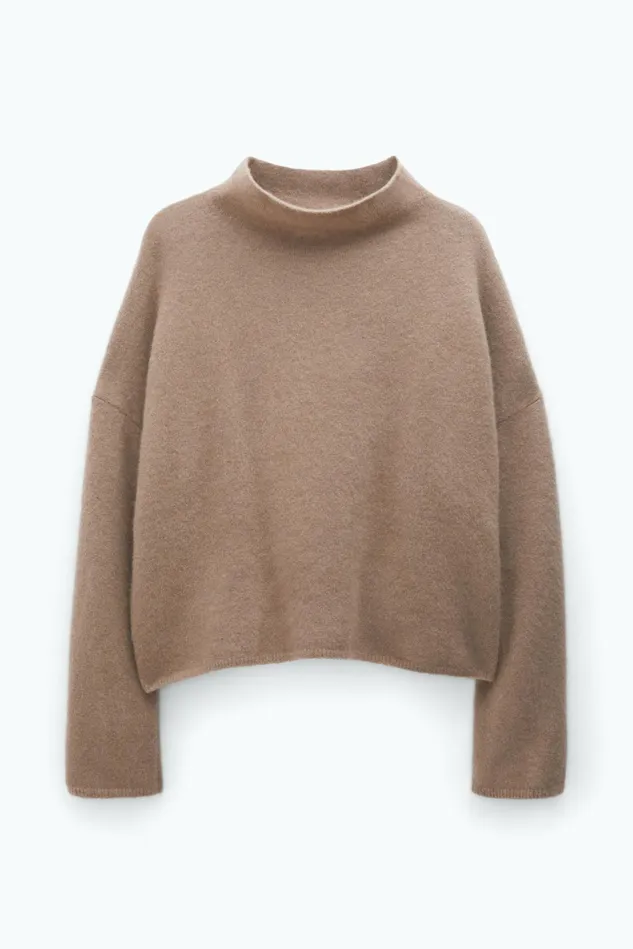 Women Mika Yak Funnelneck Sweater Taupe Filippa K Knitwear
