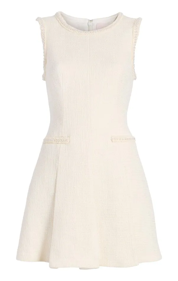 Women Mini Cinq Sept Pearl Sleeveless Nova Dress Ivory