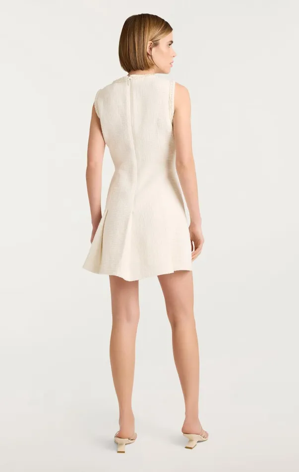 Women Mini Cinq Sept Pearl Sleeveless Nova Dress Ivory