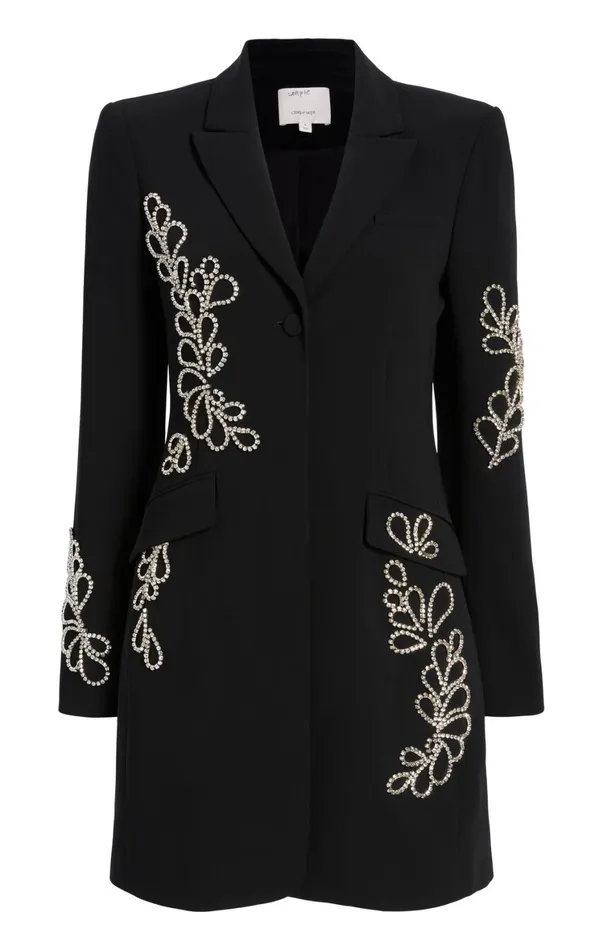 Women Mini Cinq Sept Rhinestone Paisley Long Sleeve Joel Dress Black