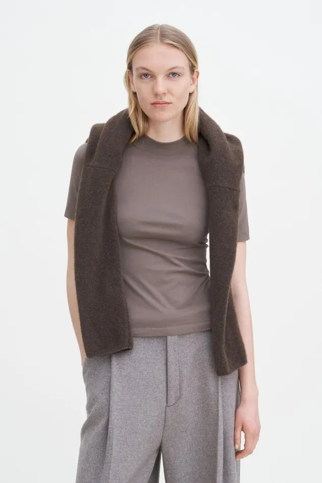 Women Mock Neck Tee Driftwood Filippa K Tops
