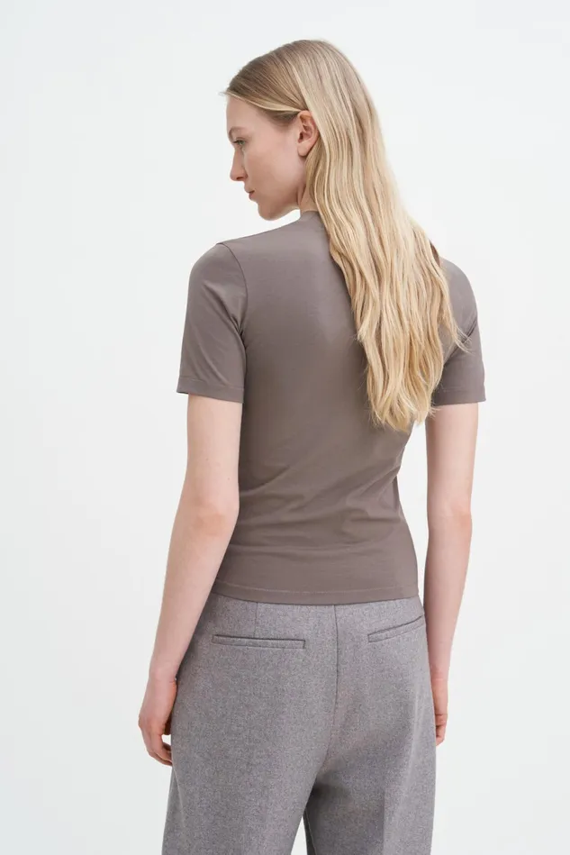 Women Mock Neck Tee Driftwood Filippa K Tops