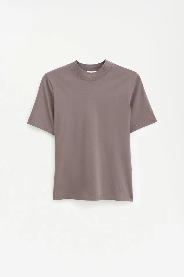 Women Mock Neck Tee Driftwood Filippa K Tops