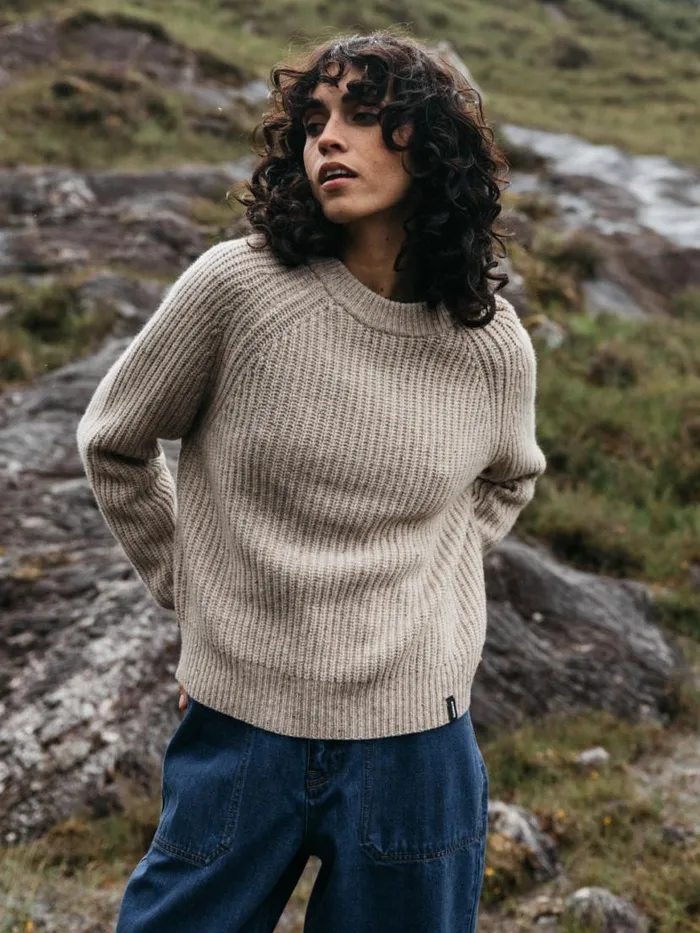 Women Mora Knit Jumper Oatmeal Finisterre Knitwear
