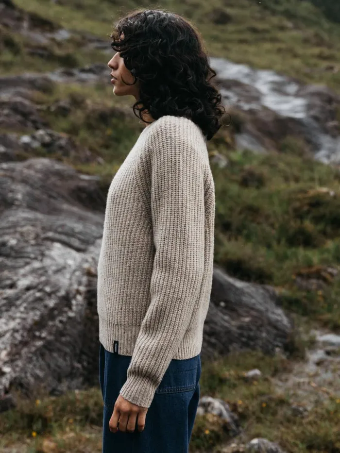 Women Mora Knit Jumper Oatmeal Finisterre Knitwear