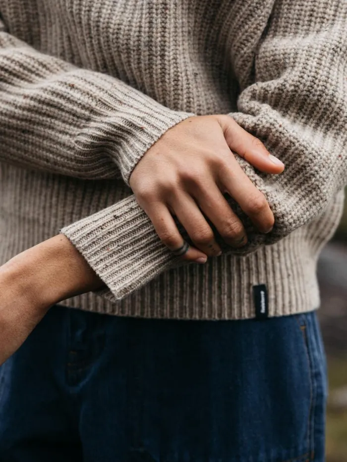 Women Mora Knit Jumper Oatmeal Finisterre Knitwear