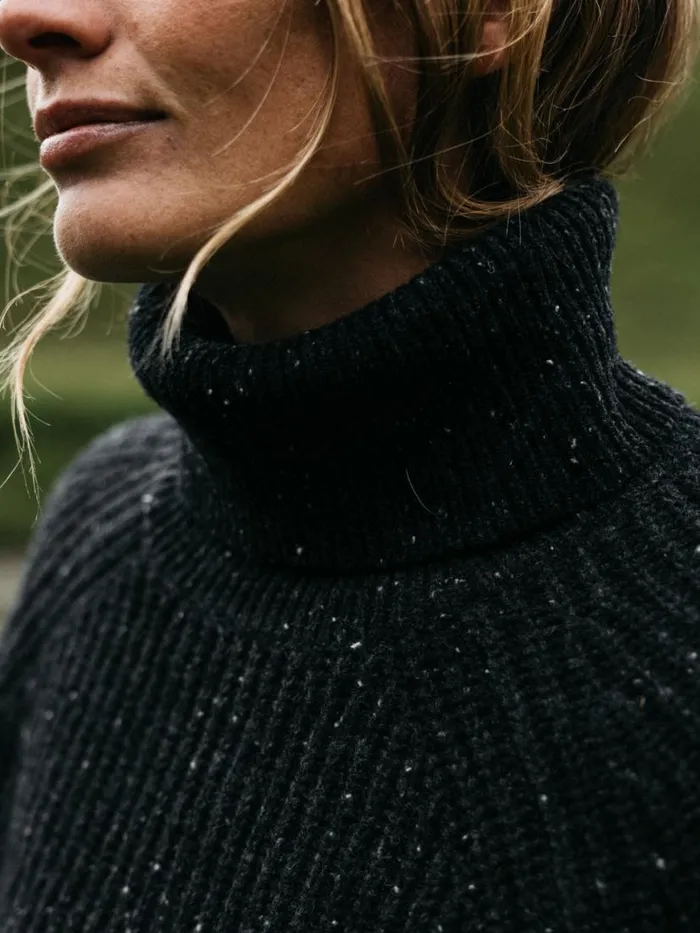 Women Mora Roll Neck Knit Jumper Raven Black Finisterre Knitwear