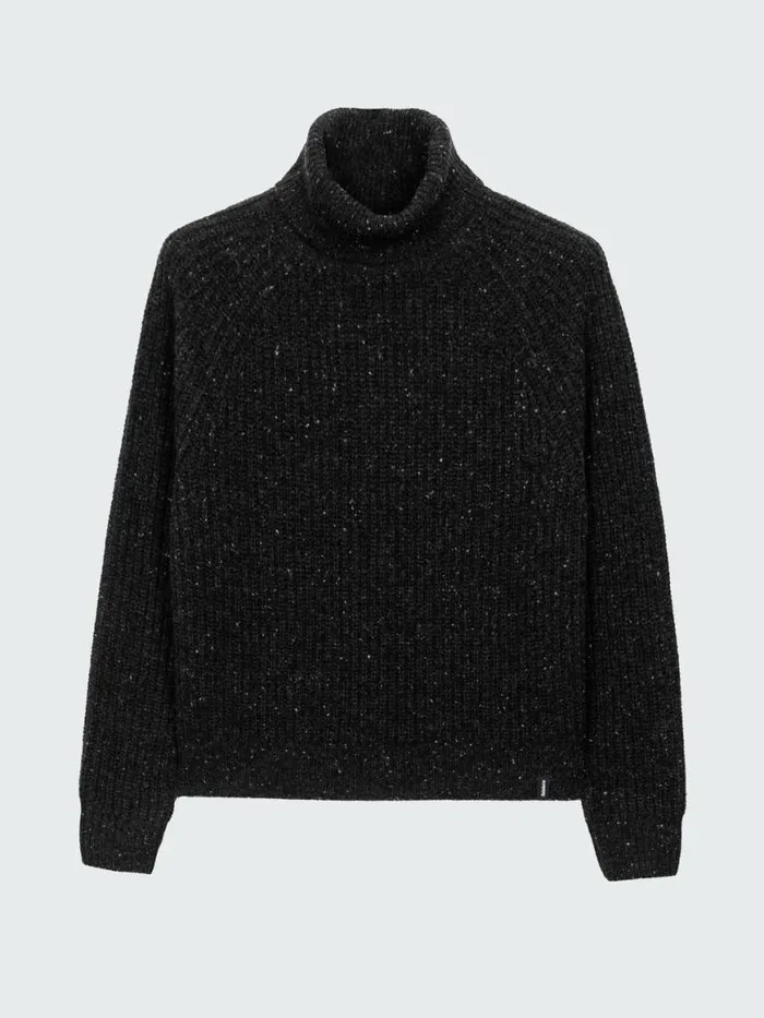 Women Mora Roll Neck Knit Jumper Raven Black Finisterre Knitwear