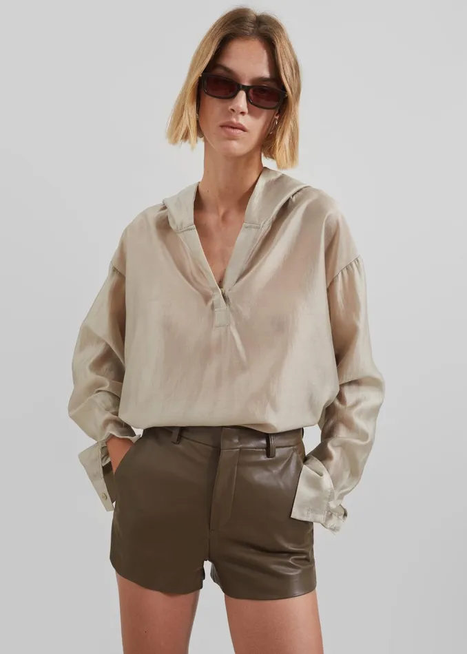 Women Moraine Hooded Blouse 8211 Beige The Frankie Shop Tops