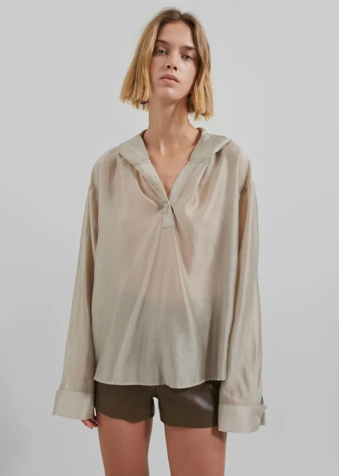 Women Moraine Hooded Blouse 8211 Beige The Frankie Shop Tops