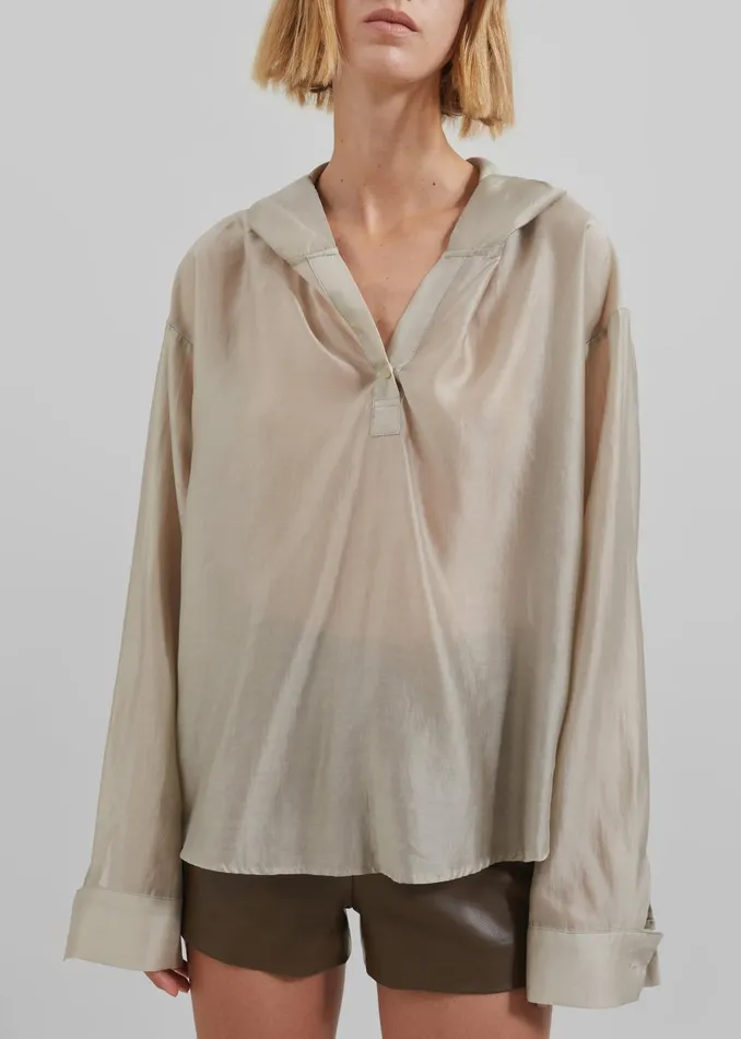Women Moraine Hooded Blouse 8211 Beige The Frankie Shop Tops
