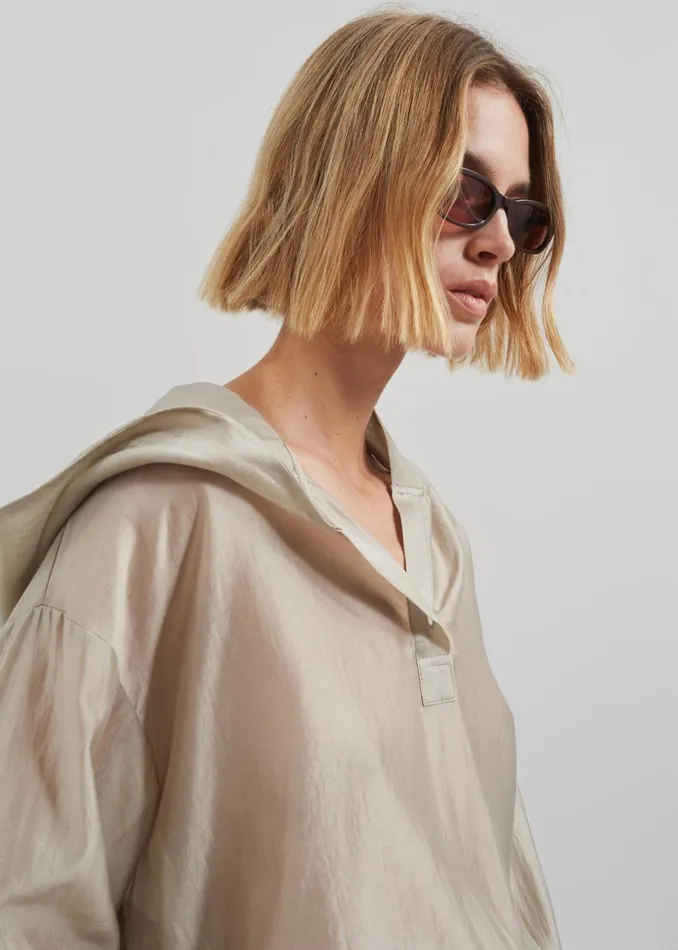 Women Moraine Hooded Blouse 8211 Beige The Frankie Shop Tops