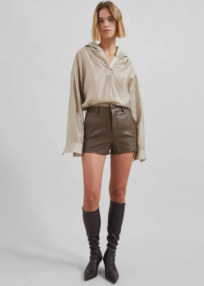 Women Moraine Hooded Blouse 8211 Beige The Frankie Shop Tops