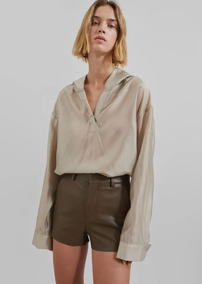 Women Moraine Hooded Blouse 8211 Beige The Frankie Shop Tops
