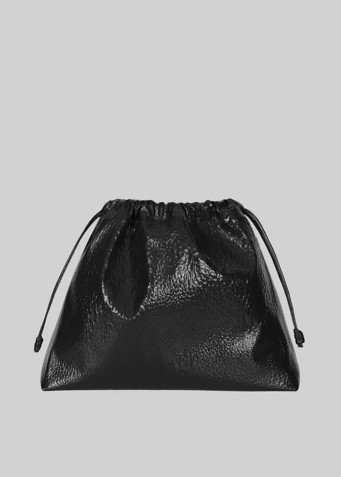Women Morgan Crackled Faux Leather Large Pouch 8211 Black The Frankie Shop