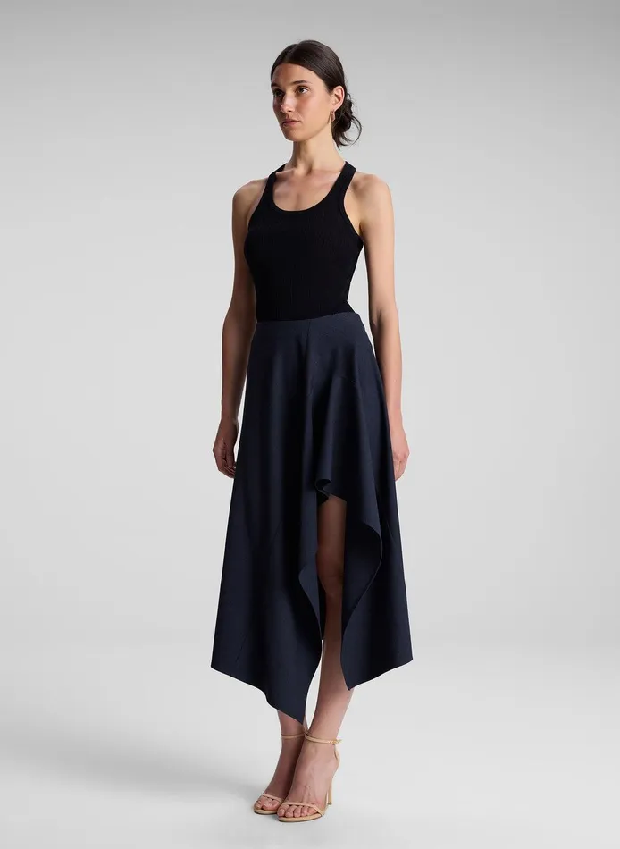 Women Navy Plaid Midi Skirt Navyblack ALC Skirts