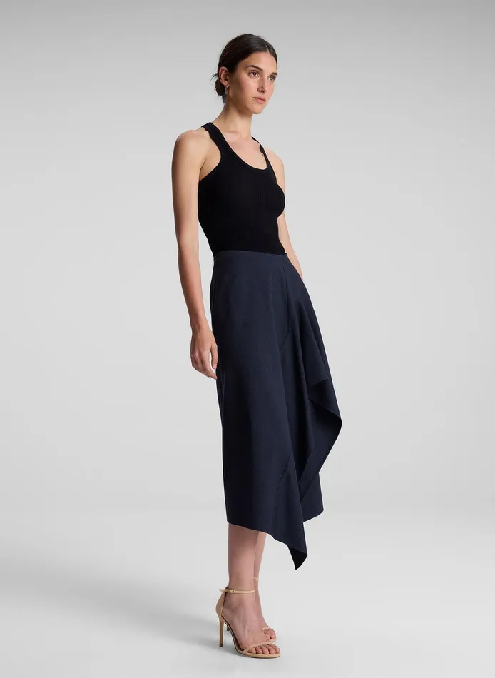 Women Navy Plaid Midi Skirt Navyblack ALC Skirts