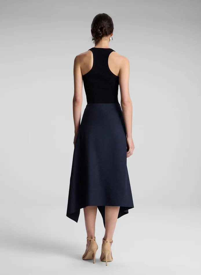 Women Navy Plaid Midi Skirt Navyblack ALC Skirts