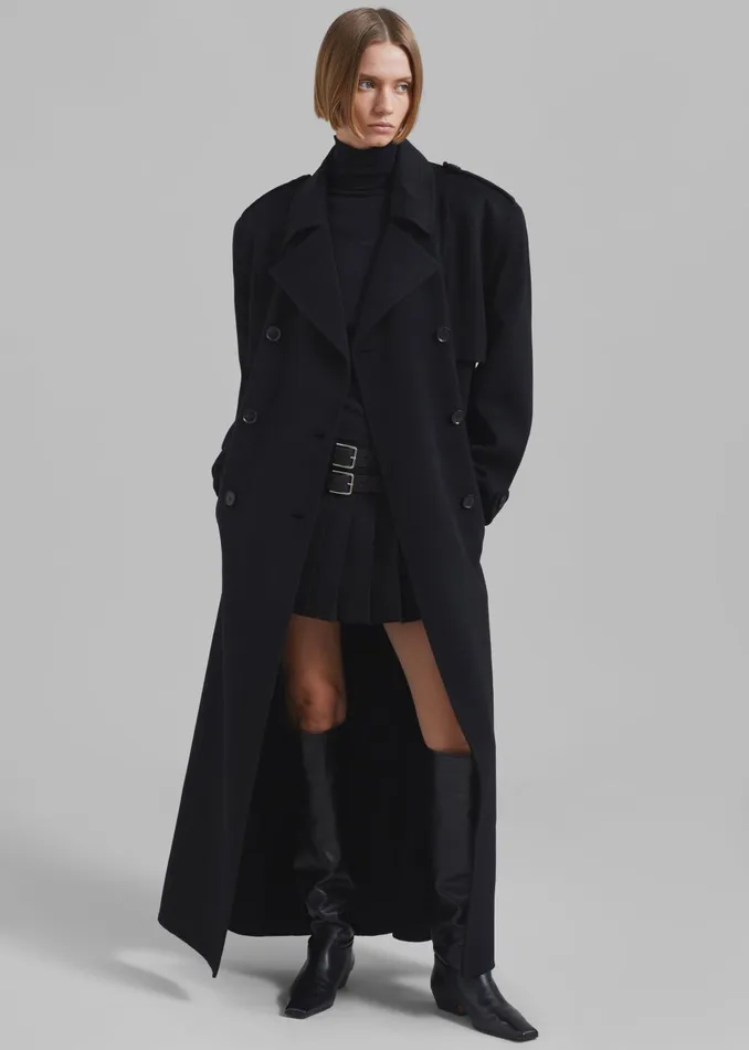 Women Nikola Padded Trench Coat 8211 Black The Frankie Shop Outerwear