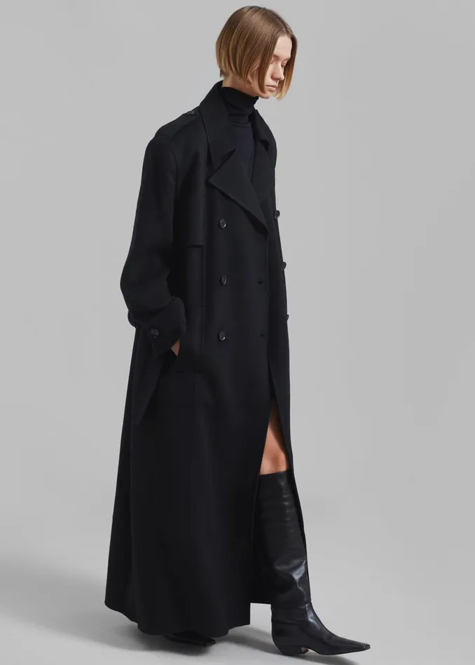 Women Nikola Padded Trench Coat 8211 Black The Frankie Shop Outerwear