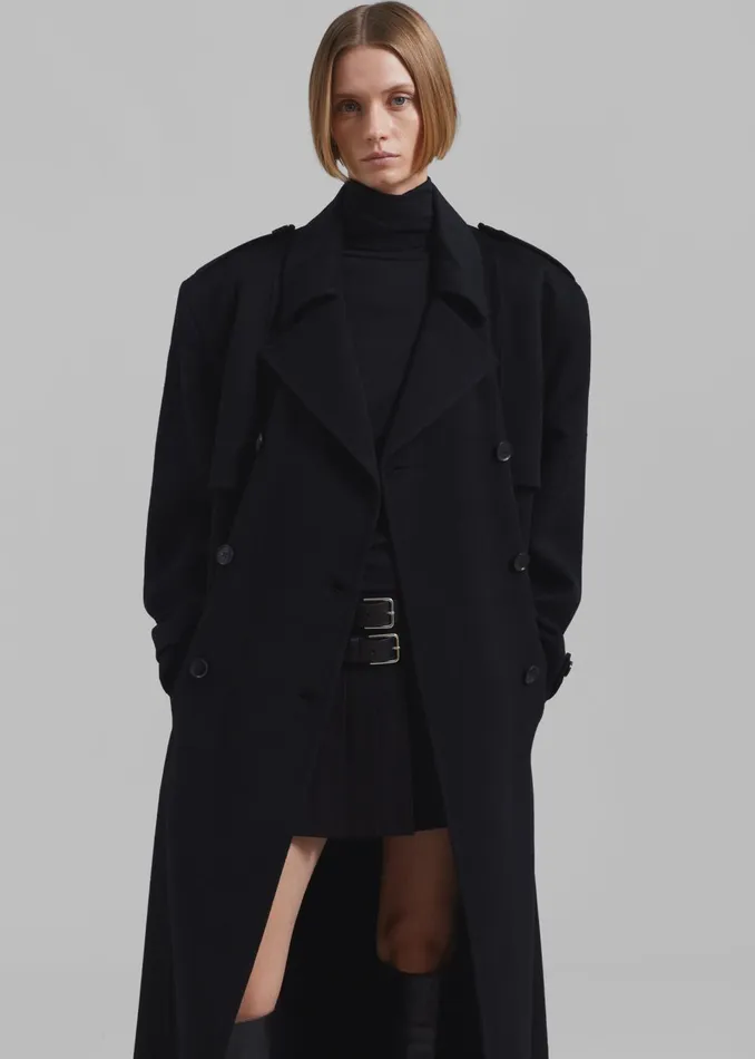 Women Nikola Padded Trench Coat 8211 Black The Frankie Shop Outerwear