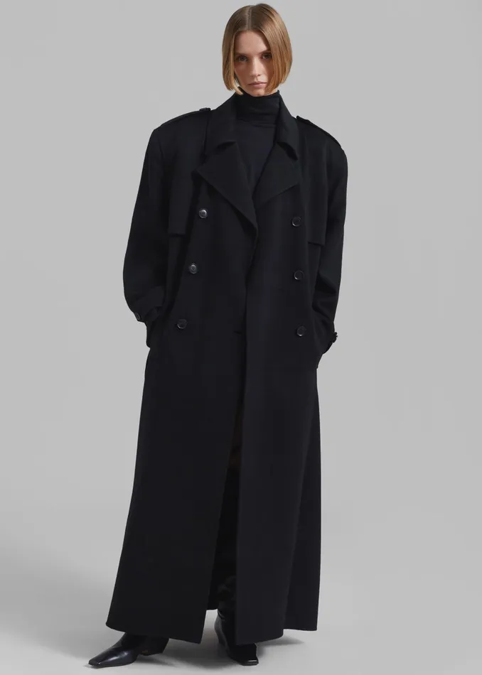 Women Nikola Padded Trench Coat 8211 Black The Frankie Shop Outerwear