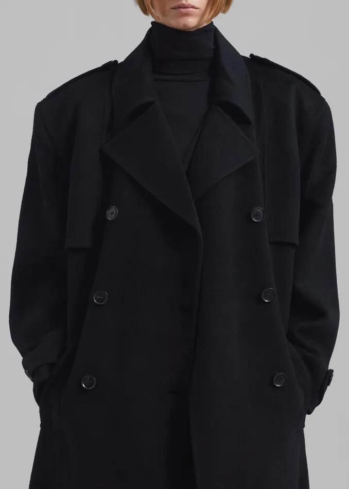 Women Nikola Padded Trench Coat 8211 Black The Frankie Shop Outerwear