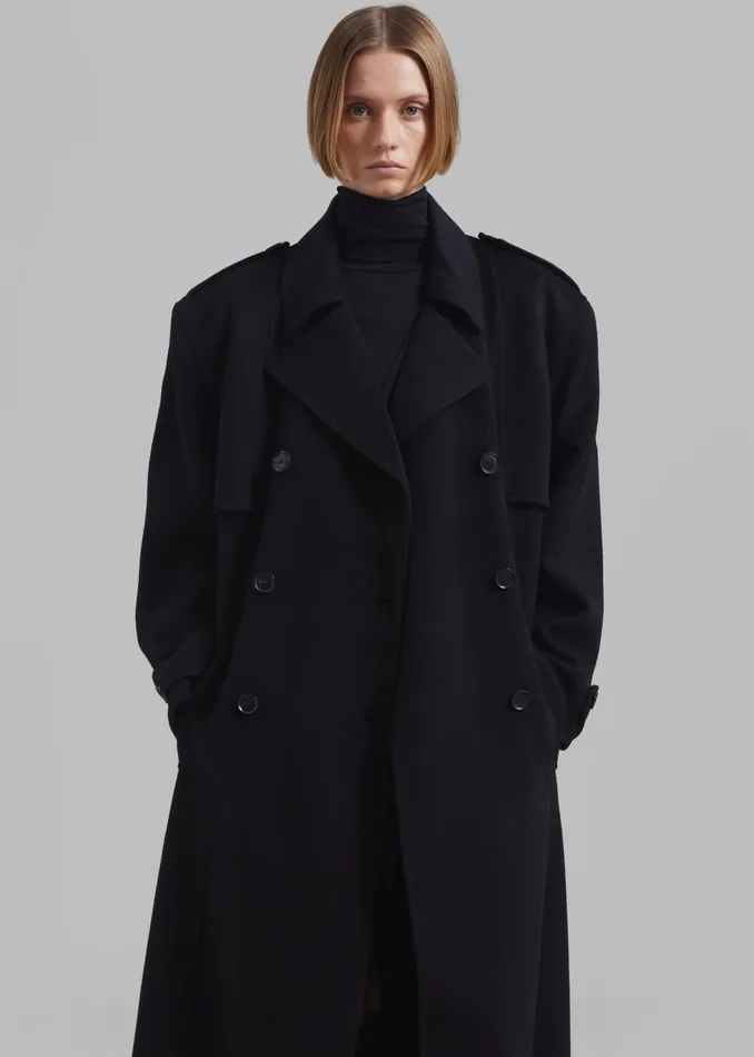 Women Nikola Padded Trench Coat 8211 Black The Frankie Shop Outerwear