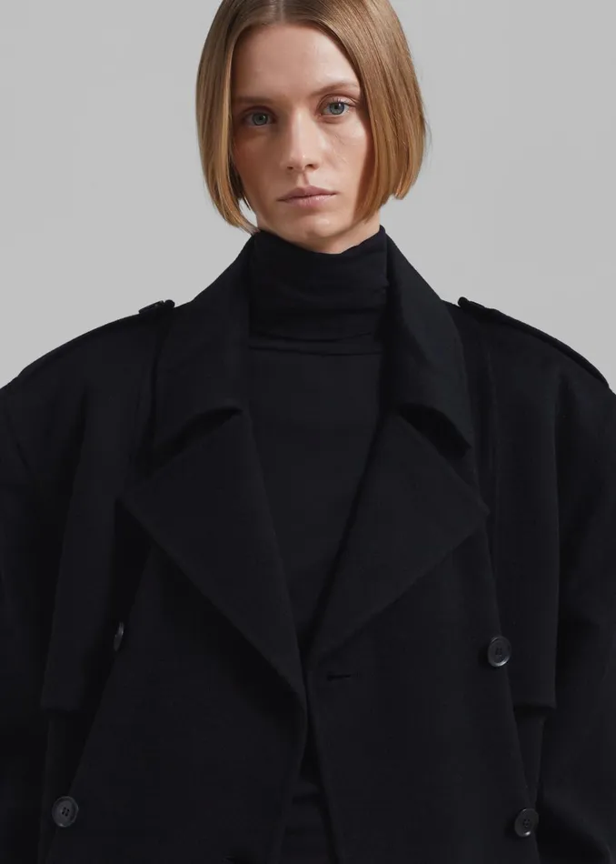 Women Nikola Padded Trench Coat 8211 Black The Frankie Shop Outerwear