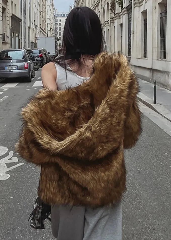 Women Nivala Faux Fur Hooded Jacket 8211 Camel The Frankie Shop Outerwear