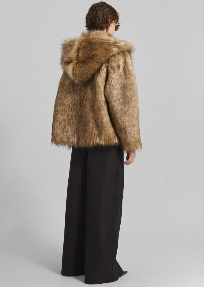 Women Nivala Faux Fur Hooded Jacket 8211 Camel The Frankie Shop Outerwear