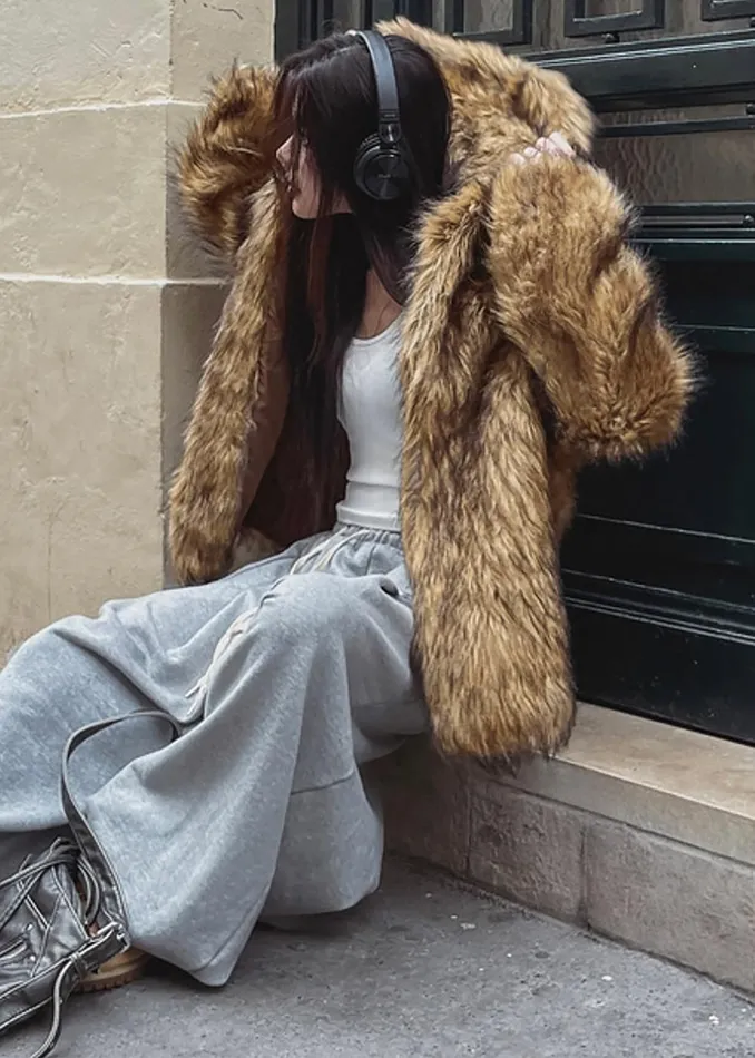 Women Nivala Faux Fur Hooded Jacket 8211 Camel The Frankie Shop Outerwear