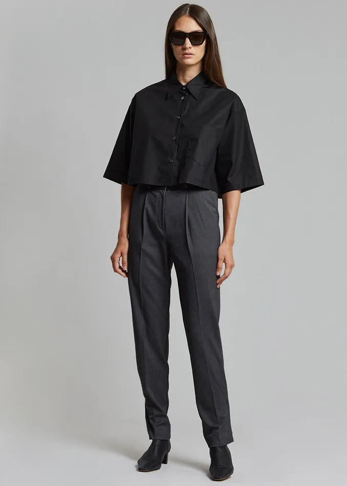 Women Odem Cropped Shirt 8211 Black The Frankie Shop Tops
