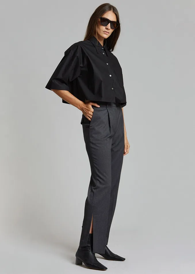 Women Odem Cropped Shirt 8211 Black The Frankie Shop Tops