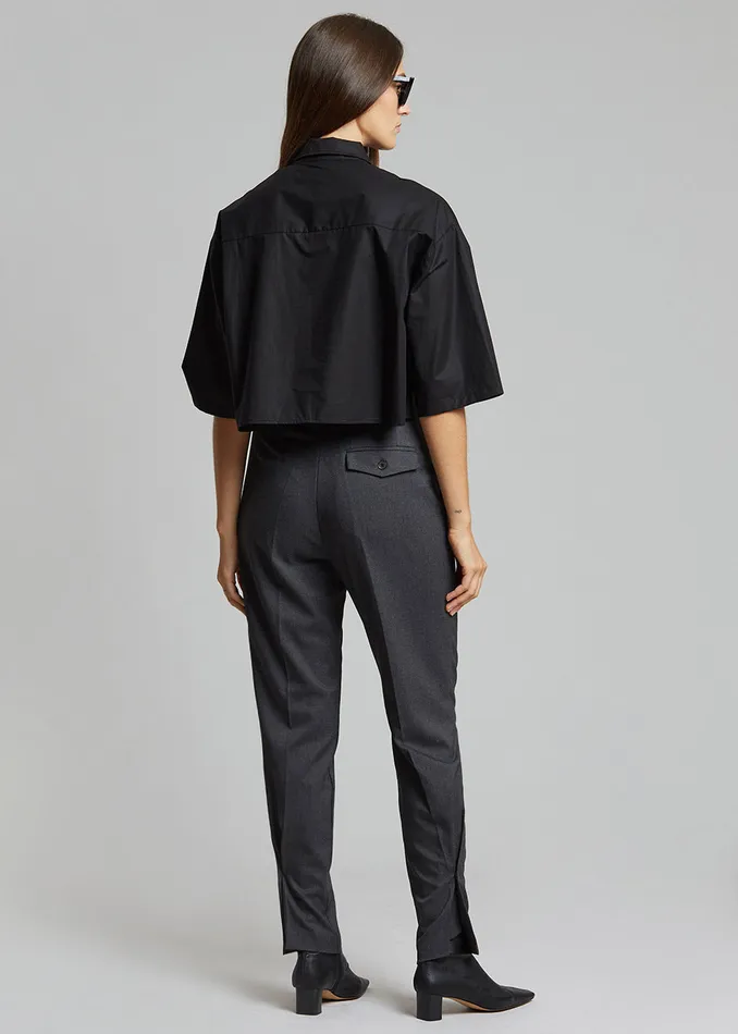 Women Odem Cropped Shirt 8211 Black The Frankie Shop Tops