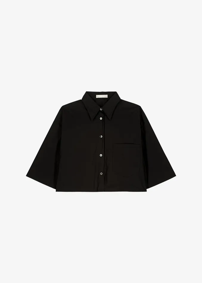 Women Odem Cropped Shirt 8211 Black The Frankie Shop Tops
