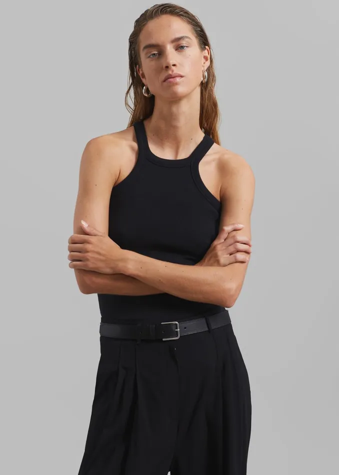 Women Omi Halter Tank Top 8211 Black The Frankie Shop Tops