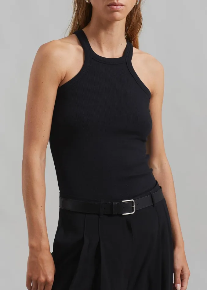 Women Omi Halter Tank Top 8211 Black The Frankie Shop Tops
